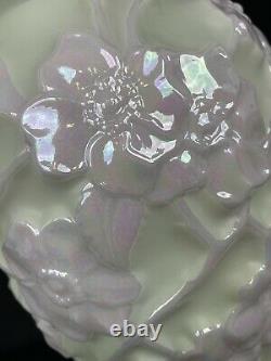 Vintage Phoenix / Consolidated Art Glass Opalescent White Dogwood Vase 10 1/2