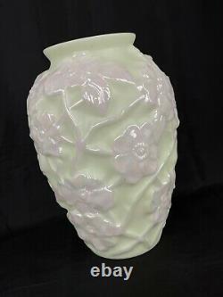 Vintage Phoenix / Consolidated Art Glass Opalescent White Dogwood Vase 10 1/2