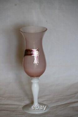 Vintage Pierre Schneider Pink Opaline Vase White Pedestal French 21cm 8.3in