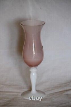 Vintage Pierre Schneider Pink Opaline Vase White Pedestal French 21cm 8.3in