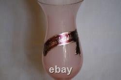 Vintage Pierre Schneider Pink Opaline Vase White Pedestal French 21cm 8.3in