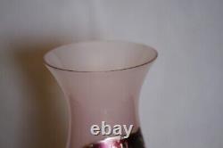 Vintage Pierre Schneider Pink Opaline Vase White Pedestal French 21cm 8.3in