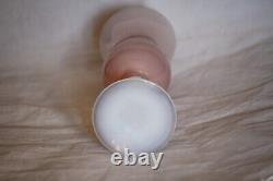 Vintage Pierre Schneider Pink Opaline Vase White Pedestal French 21cm 8.3in