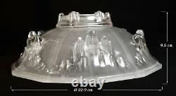 Vintage RARE 1930s L/E Art deco chrome lamp French opalescent icicles Ezon shade