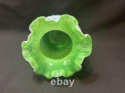 Vintage Rare Fenton 6 Lime Green Opalescent Hobnail Vase Great Condition