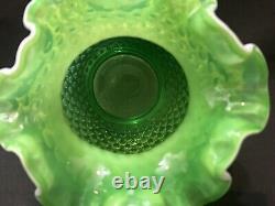 Vintage Rare Fenton 6 Lime Green Opalescent Hobnail Vase Great Condition