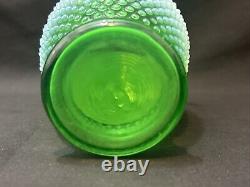 Vintage Rare Fenton 6 Lime Green Opalescent Hobnail Vase Great Condition