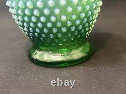 Vintage Rare Fenton 6 Lime Green Opalescent Hobnail Vase Great Condition