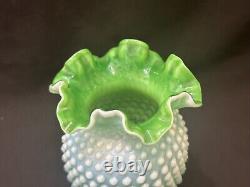 Vintage Rare Fenton 6 Lime Green Opalescent Hobnail Vase Great Condition