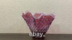Vintage Rare Fenton Plum Opalescent Hobnail Glass Vase 5