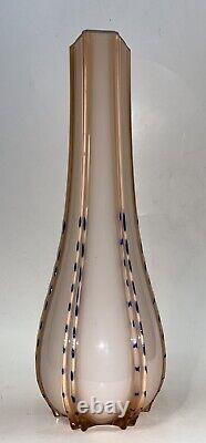 Vintage Rose Pink Peach White Cased Glass Opaline Mid Century Vase Murano Italy