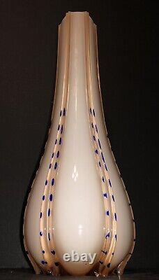 Vintage Rose Pink Peach White Cased Glass Opaline Mid Century Vase Murano Italy