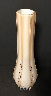 Vintage Rose Pink Peach White Cased Glass Opaline Mid Century Vase Murano Italy