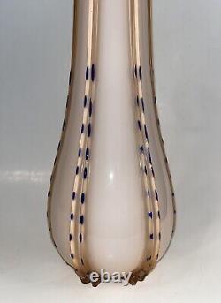 Vintage Rose Pink Peach White Cased Glass Opaline Mid Century Vase Murano Italy