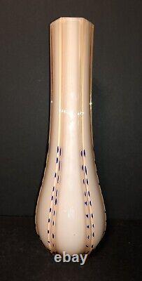 Vintage Rose Pink Peach White Cased Glass Opaline Mid Century Vase Murano Italy