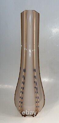 Vintage Rose Pink Peach White Cased Glass Opaline Mid Century Vase Murano Italy