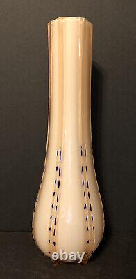 Vintage Rose Pink Peach White Cased Glass Opaline Mid Century Vase Murano Italy