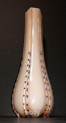 Vintage Rose Pink Peach White Cased Glass Opaline Mid Century Vase Murano Italy