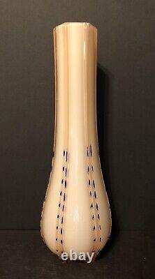 Vintage Rose Pink Peach White Cased Glass Opaline Mid Century Vase Murano Italy