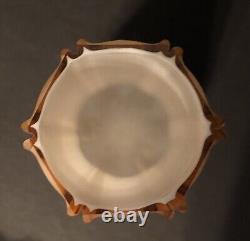 Vintage Rose Pink Peach White Cased Glass Opaline Mid Century Vase Murano Italy