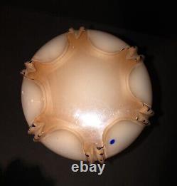 Vintage Rose Pink Peach White Cased Glass Opaline Mid Century Vase Murano Italy