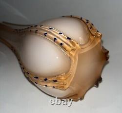 Vintage Rose Pink Peach White Cased Glass Opaline Mid Century Vase Murano Italy