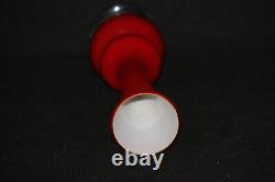 Vintage Ruby Red Italian Opaline Vase Cased 70s Empoli 26cm 10.2in