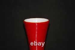 Vintage Ruby Red Italian Opaline Vase Cased 70s Empoli 26cm 10.2in