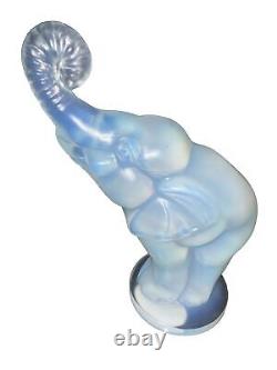 Vintage SABINO French 1930's Stylized Elephant Opalescent Art Deco Glass Statue