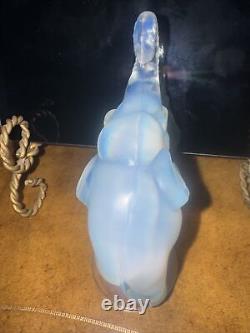 Vintage SABINO French 1930's Stylized Elephant Opalescent Art Deco Glass Statue