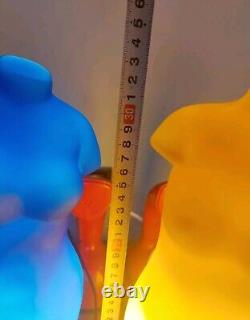 Vintage Set Of 2 Mid Century Bust Sculpture Lamps Opaline Art Glass Table Lamps