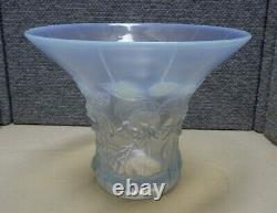 Vintage Signed Barolac Art Deco Opalescent Glass Vase Roses BS