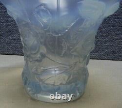 Vintage Signed Barolac Art Deco Opalescent Glass Vase Roses BS