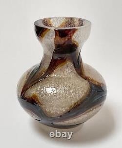 Vintage Spiegelau Germany Opalescent Strapped Foam Crystal Glass Vase Labeled