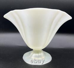 Vintage Steuben Art Glass-Opalescent Verre De Soie Grotesque Ovid Pedestal Vase
