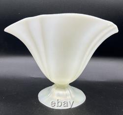 Vintage Steuben Art Glass-Opalescent Verre De Soie Grotesque Ovid Pedestal Vase