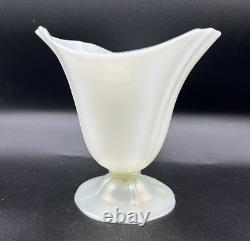 Vintage Steuben Art Glass-Opalescent Verre De Soie Grotesque Ovid Pedestal Vase