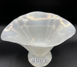 Vintage Steuben Art Glass-Opalescent Verre De Soie Grotesque Ovid Pedestal Vase