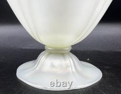 Vintage Steuben Art Glass-Opalescent Verre De Soie Grotesque Ovid Pedestal Vase
