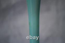 Vintage Tall Italian Blue Opaline Bud Stem Vase Italy 39cm 15.4in White Base