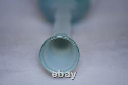 Vintage Tall Italian Blue Opaline Bud Stem Vase Italy 39cm 15.4in White Base