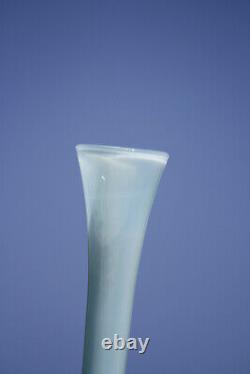 Vintage Tall Italian Blue Opaline Bud Stem Vase Italy 39cm 15.4in White Base