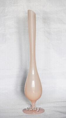 Vintage Tall Italian Pink Opaline Vase Murano 35cm 13.78in Pink Base