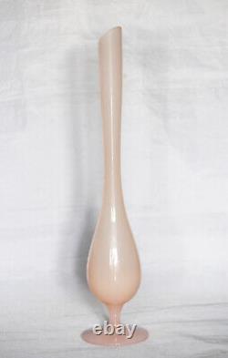 Vintage Tall Italian Pink Opaline Vase Murano 35cm 13.78in Pink Base