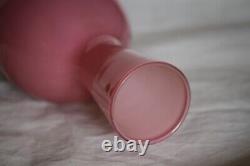 Vintage Tall Italian Pink Opaline Vase Murano 35cm 13.8in White Opalescent Base