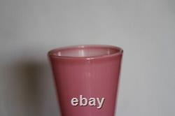 Vintage Tall Italian Pink Opaline Vase Murano 35cm 13.8in White Opalescent Base