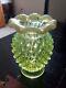 Vintage Usa Fenton Vaseline Hobnail Topaz Opalescent Art Glass Flower Bud Vase