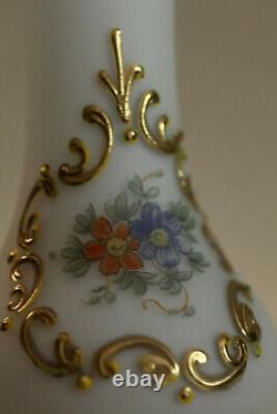 Vintage White Opaline Stem Vase Tuscany Italy Footed Roses 26cm 10in 016