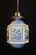 Vintage Art Deco Hand-painted Opaline Glass Pendant Ceiling Light French C-1920s