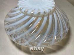 Vintage hand blown opal opalescent ribbed smushed art glass table vase